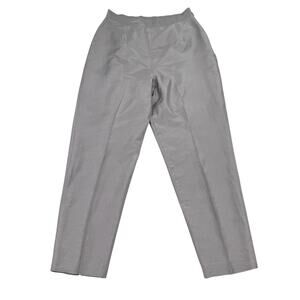 Vintage 90s Y2K Rena Rowan 100% Silk Shantung Pants Silver Gray Tapered Leg 10